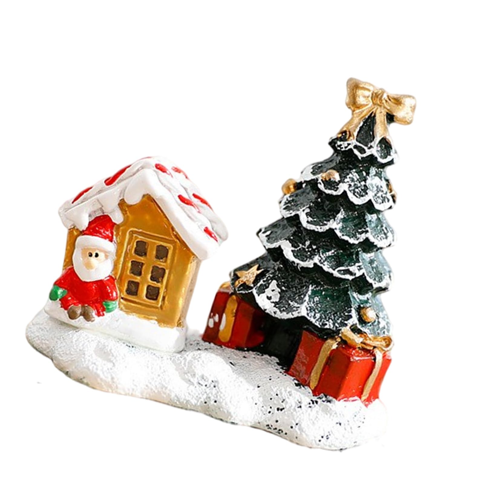 Kangnice Christmas Cottage Ornament with Delicate Detail Resin Holiday Scene Display Statue Home Decoration Handcrafted Resin Christmas Village