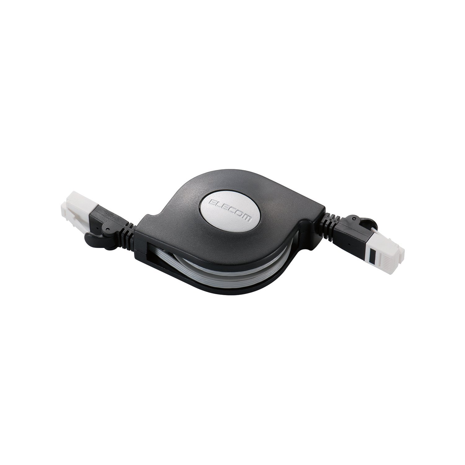 Elecom LD-MCTGT/BK2 LAN Cable, 8.2 ft (2.5 m), Retractable CAT6, Black