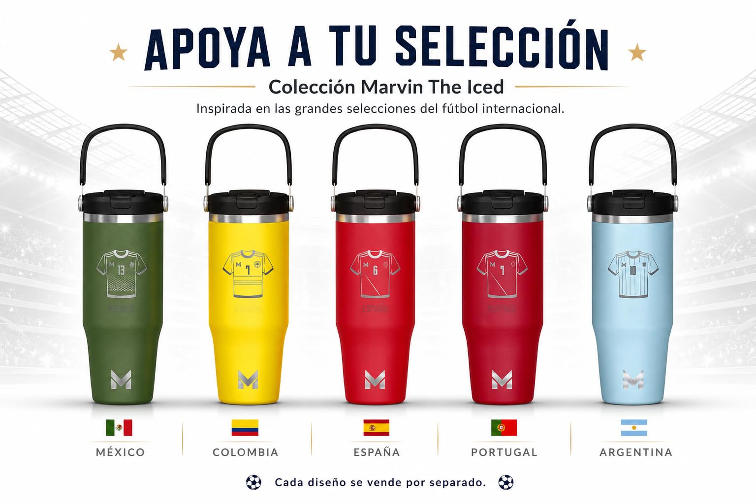 MARVIN The Iced Portugal Termo de Acero Inoxidable 1 L con Aislamiento Térmico de Doble Pared, Asa de Transporte Integrada y Tapa con Cierre, Color Cherry Shot