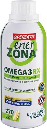 Enervit, Enerzona Omega 3 RX 270 Capsule da 1g Senza Ritorno di Gusto, Integratore Omega 3 IFOS, Acidi Grassi per Cuore, Vista e Cervello, Olio di Pesce 1000mg, Fish Oil Senza glutine Generico - integratore