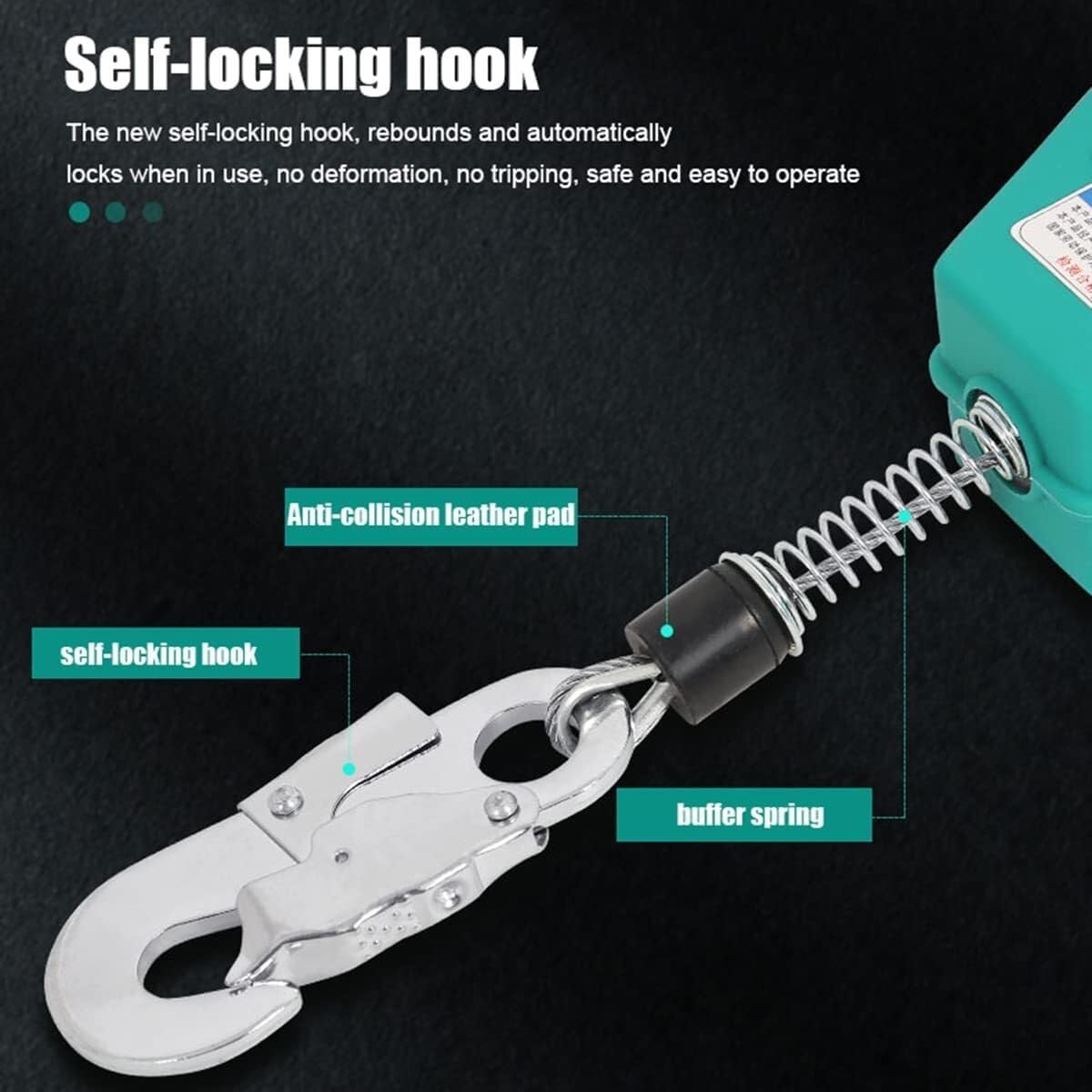 Retractable Fall Arrester Fall Protection with Alloy Hook and 3.5mm Wire Rope, Self Retracting Lifeline High Strength Tool Lanyard for Building Construction(15M)