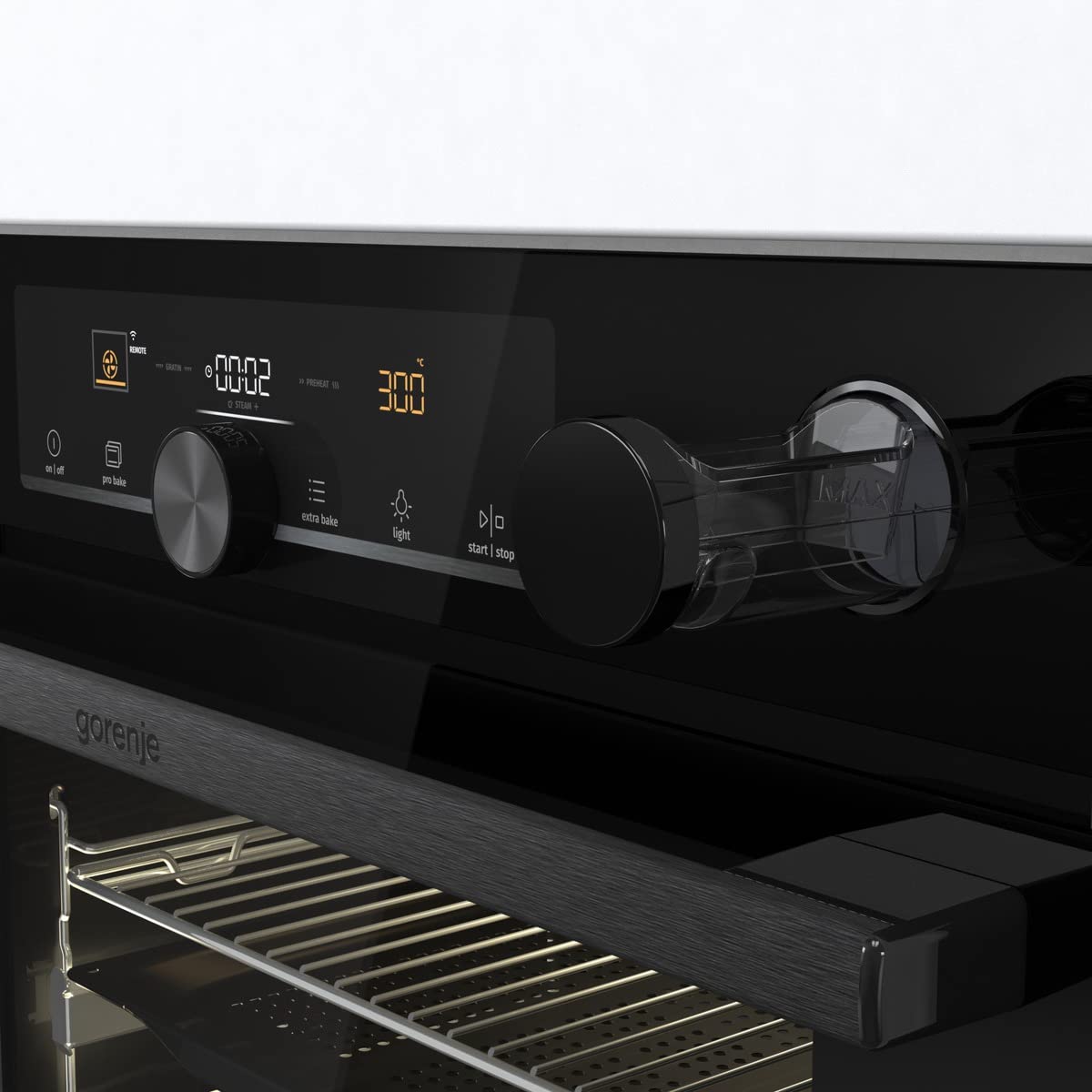 Gorenje OptiBake Advanced BPSA 6747 A08BGWI Einbau-Backofen/Wifi Connected / 77L / Heißluft/Pyrolyse/AutoBake/Touch Bedienung/Bratenthermometer/SteamAssist/PizzaMode 300°C/schwarz