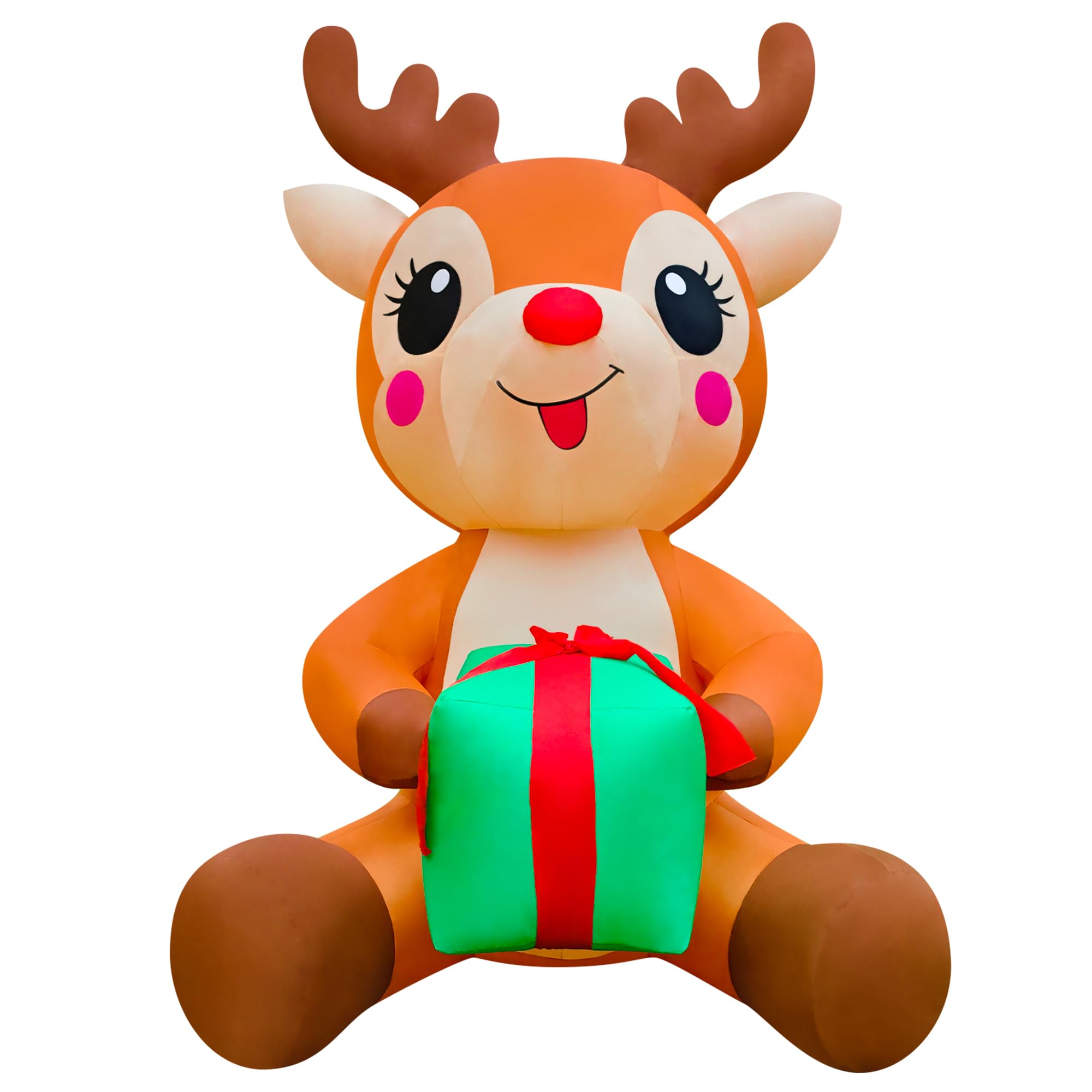 Decoración inflable gigante de 12 pies para patio de Navidad, patio inflable al aire libre con caja de regalo, LED integrado para fiestas de vacaciones, jardín y exhibición comercial