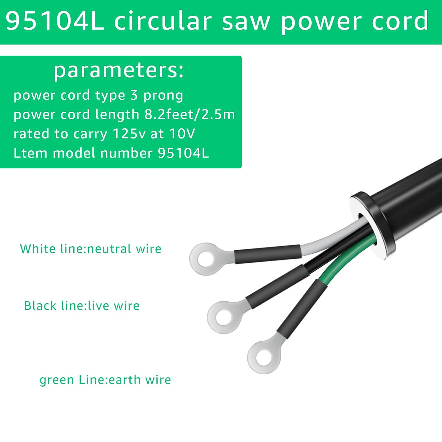 95104L circular saw power cord replacement component, compatible with SKILSAW saw heavy-duty cable SPT77WM SPT78W SPT70WM, suitable for SKIL saw worm drive saw M77 77 parts electric tool accessories