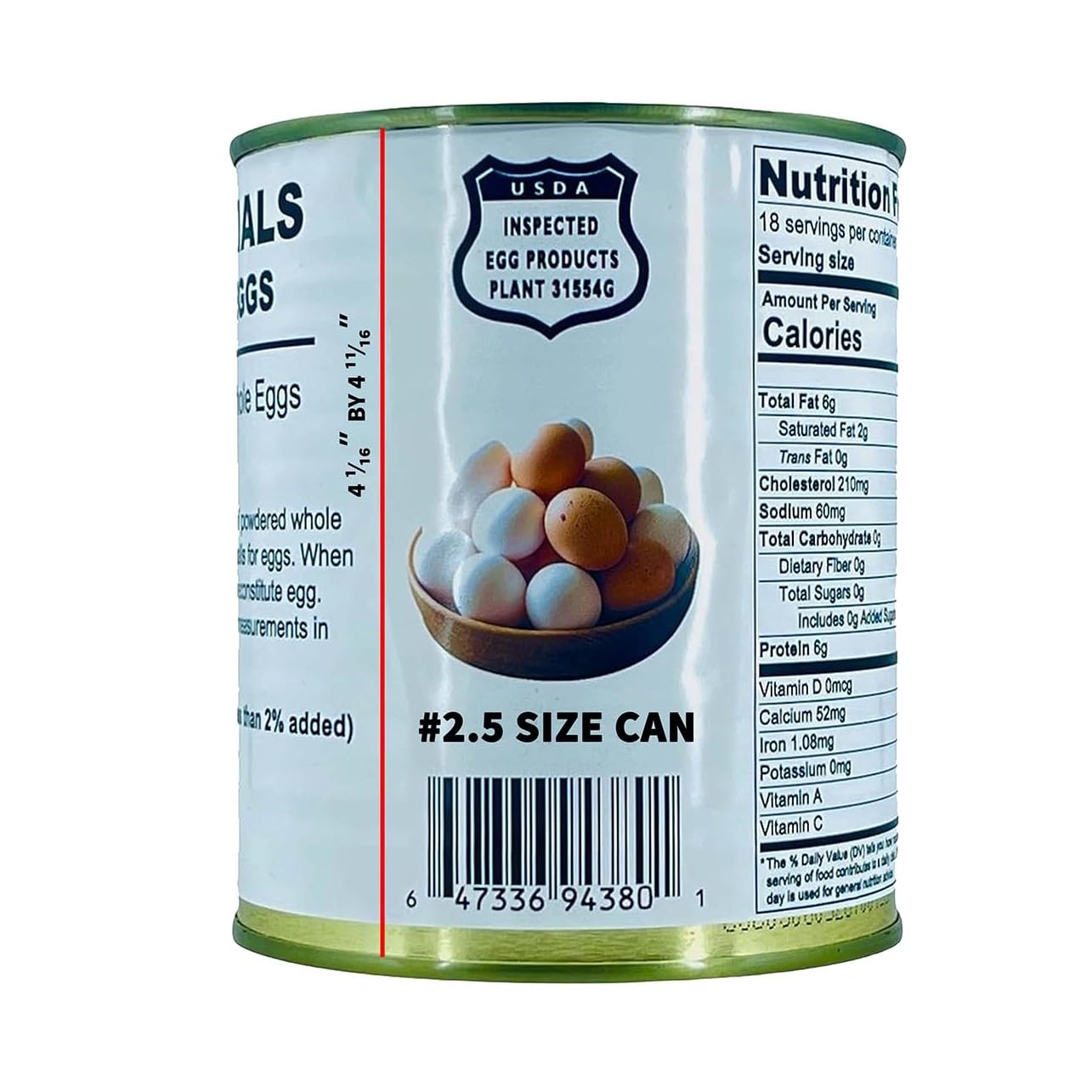 Powdered Whole Eggs for Cooking & Baking | Long-Lasting Pantry Staple for Camping, Hiking & Emergency Use | Easy-Prep Dehydrated Eggs | #2.5 Can (8 oz) | Approx. 18 Servings