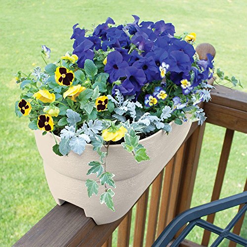 Emsco Group 2434-1 Bloomers Self-Watering 24" Weatherproof Resin 6" Railings – White Rain Planter Grow Box #TOP3