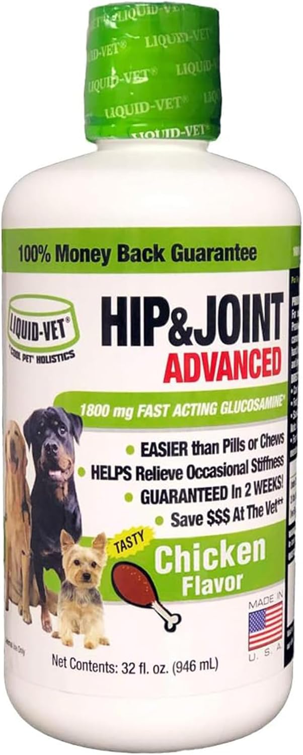 Liquid-Vet by COOL PET Holistics K9 Hip & Joint Advanced Formula, Chicken Flavor, 32 oz (LVDJA-CH-04PK-32U)