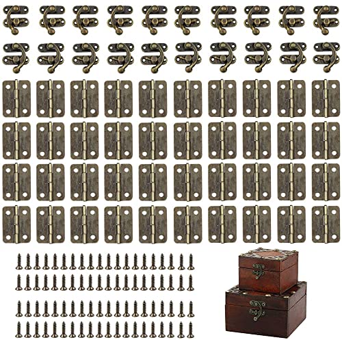 20 Pezzi Ganci A Gancio A Antichi, Hasp Gancio Chiusura, Hasp Antico Legno, 40 Pezzi Cerniere Per Scatola, Con Viti, Per Scatola Di Legno, Portagioie,