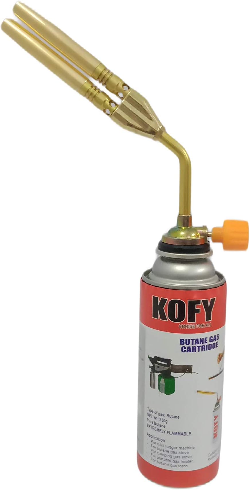 KOFYButane Gas Can 500ml With Steel High Power Double Barrel Butane/LPG Gas Brazing Blow Torch COMBO