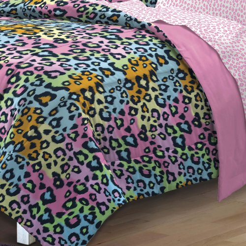 My Room Neon Leopard Ultra Soft Microfiber Girls Comforter Set, Multi-Colored, Twin/Twin X-Large #TOP4