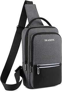 شنطة كتف عصرية متعددة الاغراض ومقاومة للماء، رمادي داكن، للجنسين
