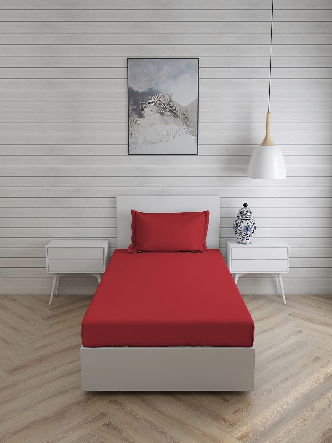 Shri Anand Creations Fast Color Solid/Plain Red Bedsheet for Single Bed with 1 Pillow Cover (B096KS65LS) Amazon Price History, Amazon Price Tracker