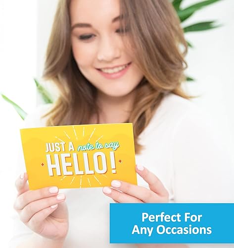 Miniatura 6 de T MARIE 50 postales de Hello Saludos surtidos a granel para niños, amigos, estudiantes, profesores y más Una nota para decir que te extraño,