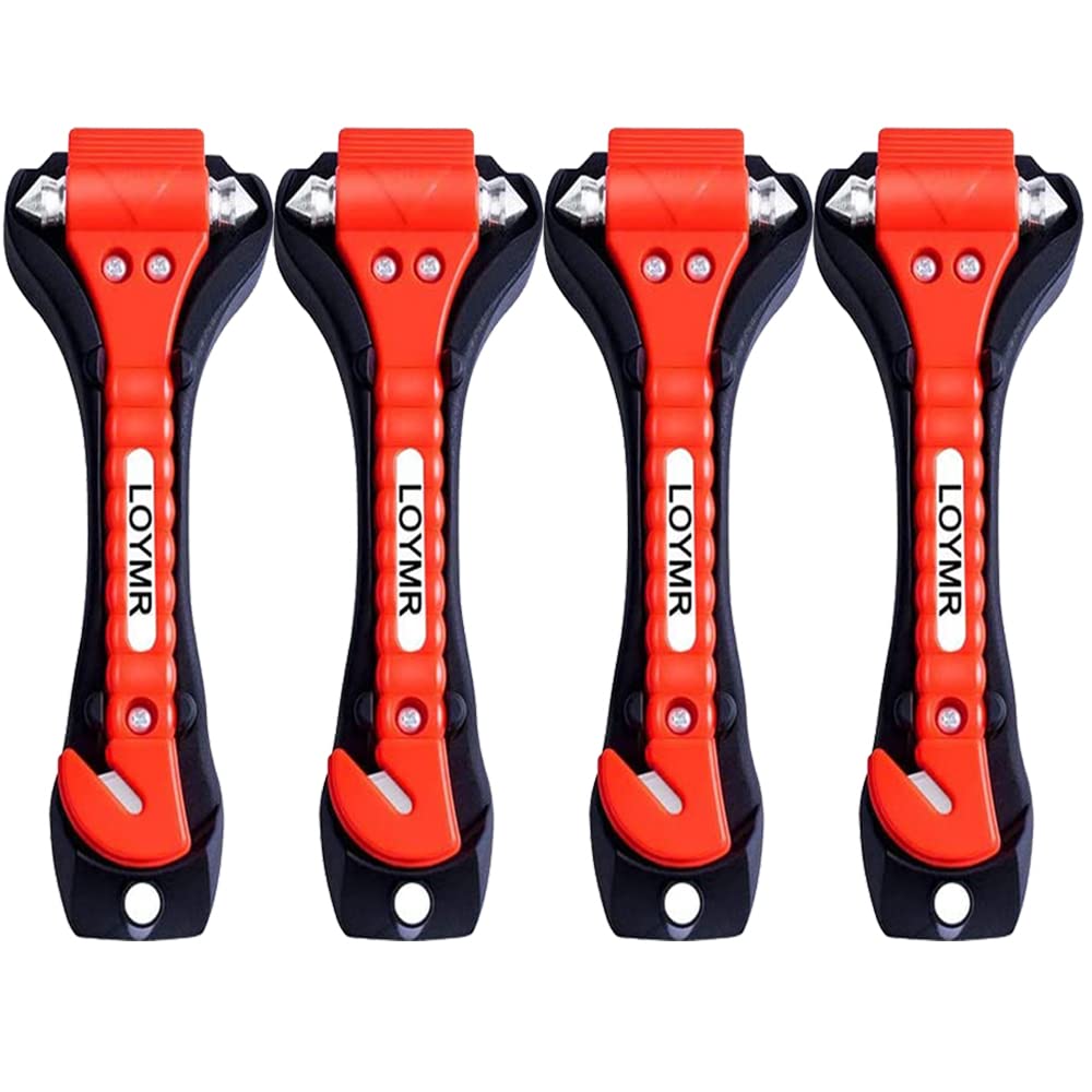 LOYMR 4 PCS Car Safety Hammer Auto Car Window Glass Hammer Breaker and