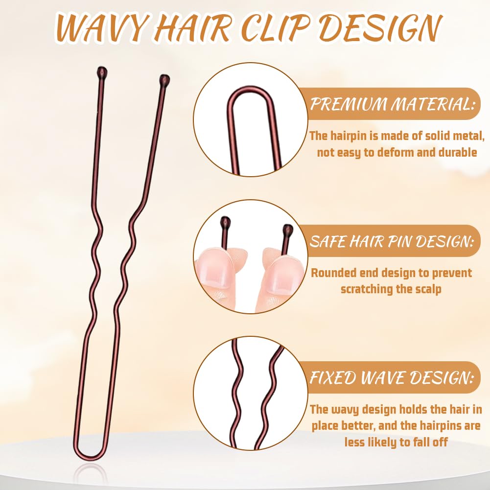 Aucuu 300 Pcs Bobby Pins Kit, Hair Pins for Women Hair Grips, 100 Silver Waved Hair Pins (50pcs L+50pcs S) - Image 3