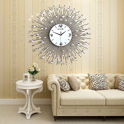 NEOTEND Large Decorative Wall Clock Non Ticking Modern Wall Clock for Living Room