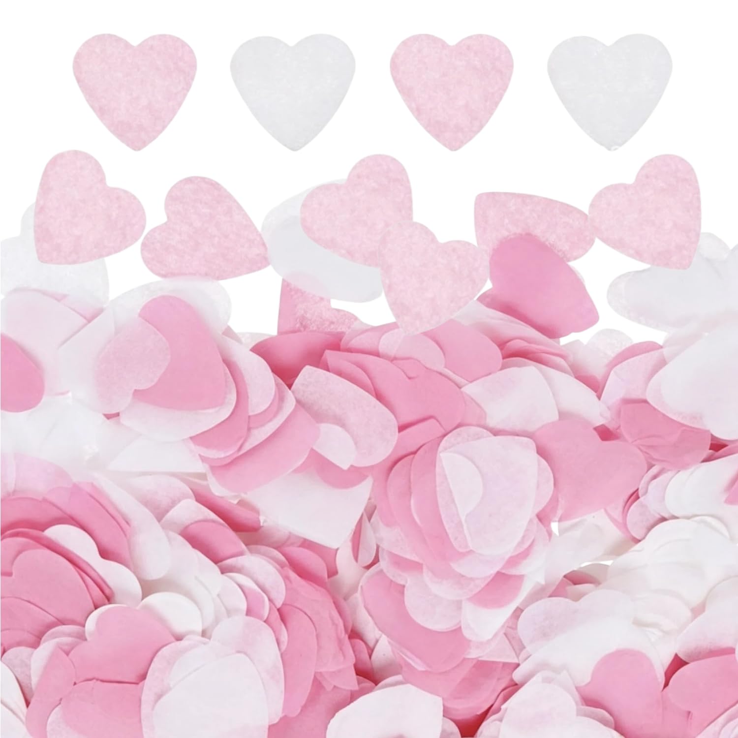 10000pcs Biodegradable Heart Paper Confetti – For Wedding, Anniversary, Engagement (pink white)