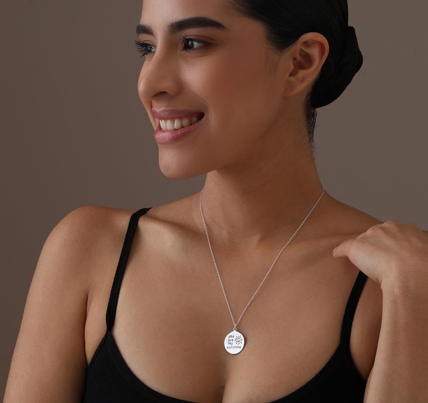 Charmsy 925 Sterling Silver Inspiration Engraved Pendant Necklace with Cable Chain for Women and Teen Girls