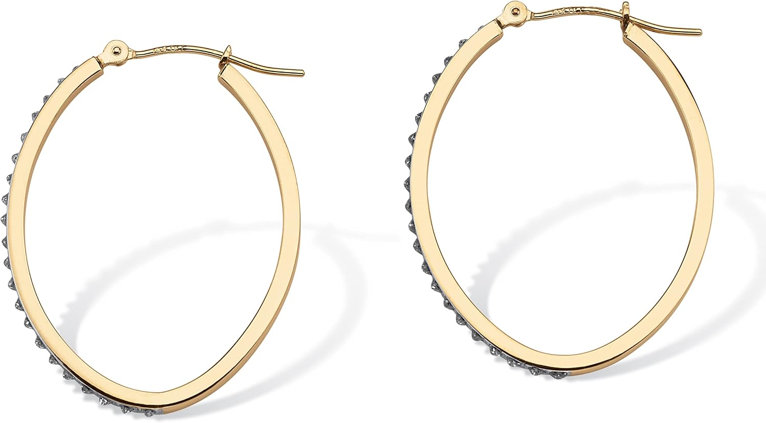 PalmBeach 14K Yellow Gold Genuine Diamond Accent Diamond Fascination Hoop Earrings (32mm)