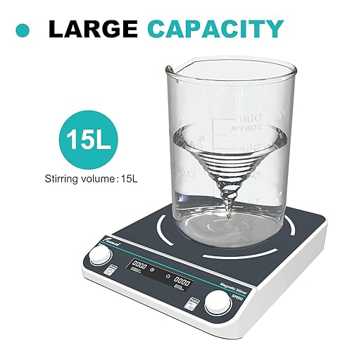 Vista 5 de JOANLAB Digital Large Magnetic Stirrer Plate 15L Laboratory High Capacity Magnetic Stir Plate Mixer 50-1500rpm w/Timming Lab Stirrer