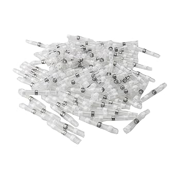 50pcs Solder Seal Wire Connectors Waterproof Solder Wire Connectors, Heat Shrink Butt Connectors AWG 26-24, White