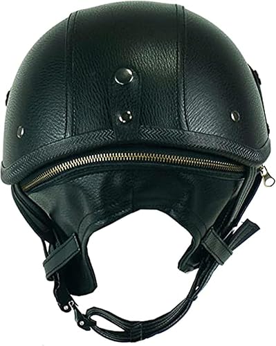 Miniatura 2 de Casco de cuero para motocicleta, casco de media cara, con certificado por DOT, casco de motocicleta con correa ajustable para la barbilla, casco de