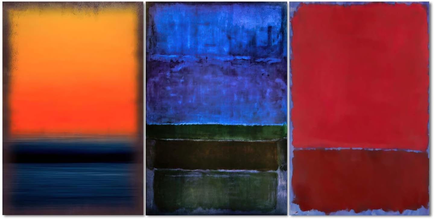 3 Piece Mark Rothko Abstract Canvas Wall Art Poster and Prints Canvas Painting for Living Room and Bedroom Home Decor (19.7x27.6in) Unframed-2