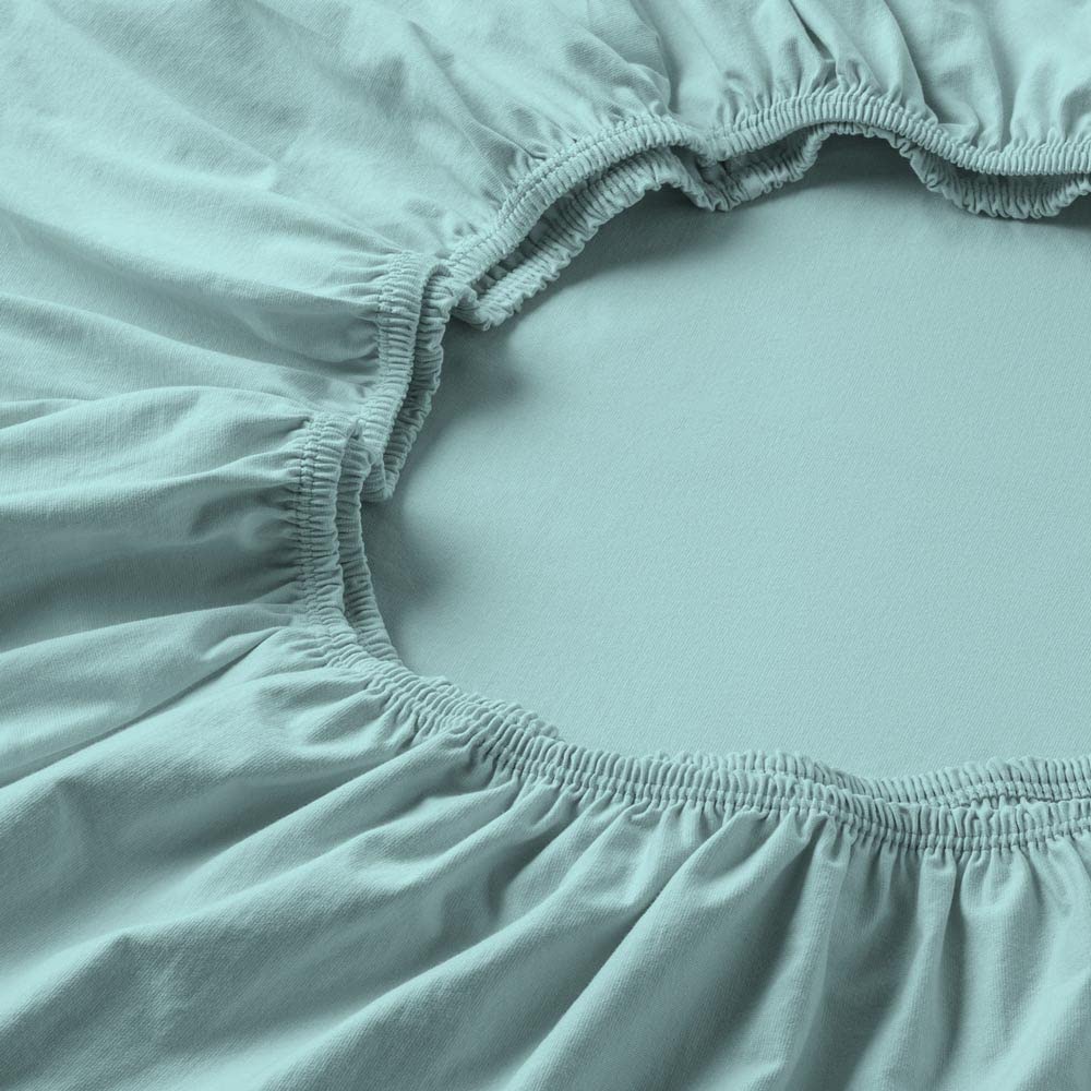 ESTELLA Spannbetttuch Zwirnjersey | Azur | 150x200 cm | bügelfreie & trocknerfeste Qualität | Rundumgummi | 97% Baumwolle