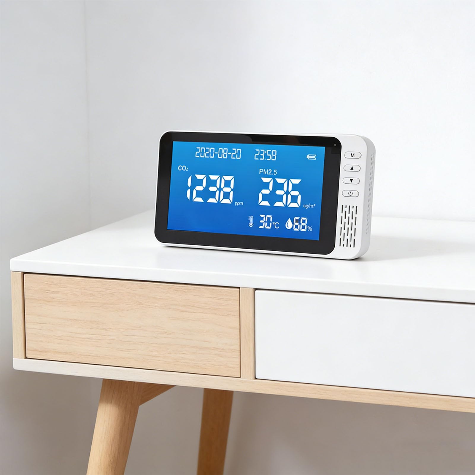 Misuratore della qualità 'aria 6 in 1, CO2 PM2,5, 210 X 107 Mm, Batteria 2000 MAh