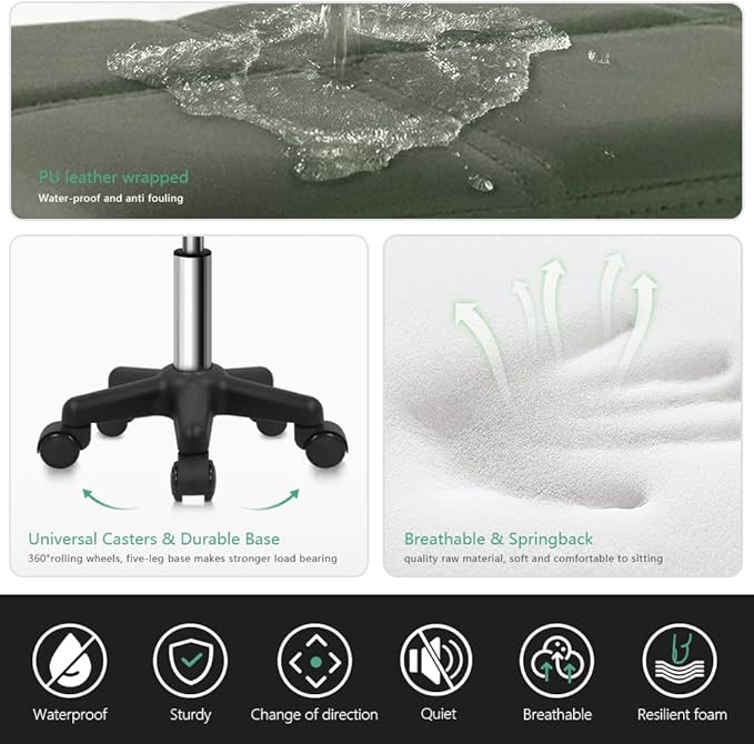 Silla De Oficina Giratoria Altura Ajustable Sin Brazos Verde miniatura 5