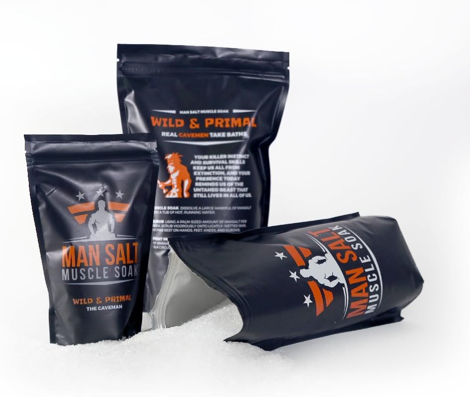 ManSalt Muscle Soak -Epsom Salt Bulk- - Best Bath Salts (Caveman, 3LB)