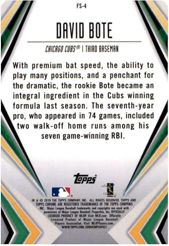Miniatura 2 de 2019 Topps Chrome Baseball Future Stars Refractor #FS-4 David Bote Chicago Cubs Official MLB Trading Card (Scan may show streaks not on card)