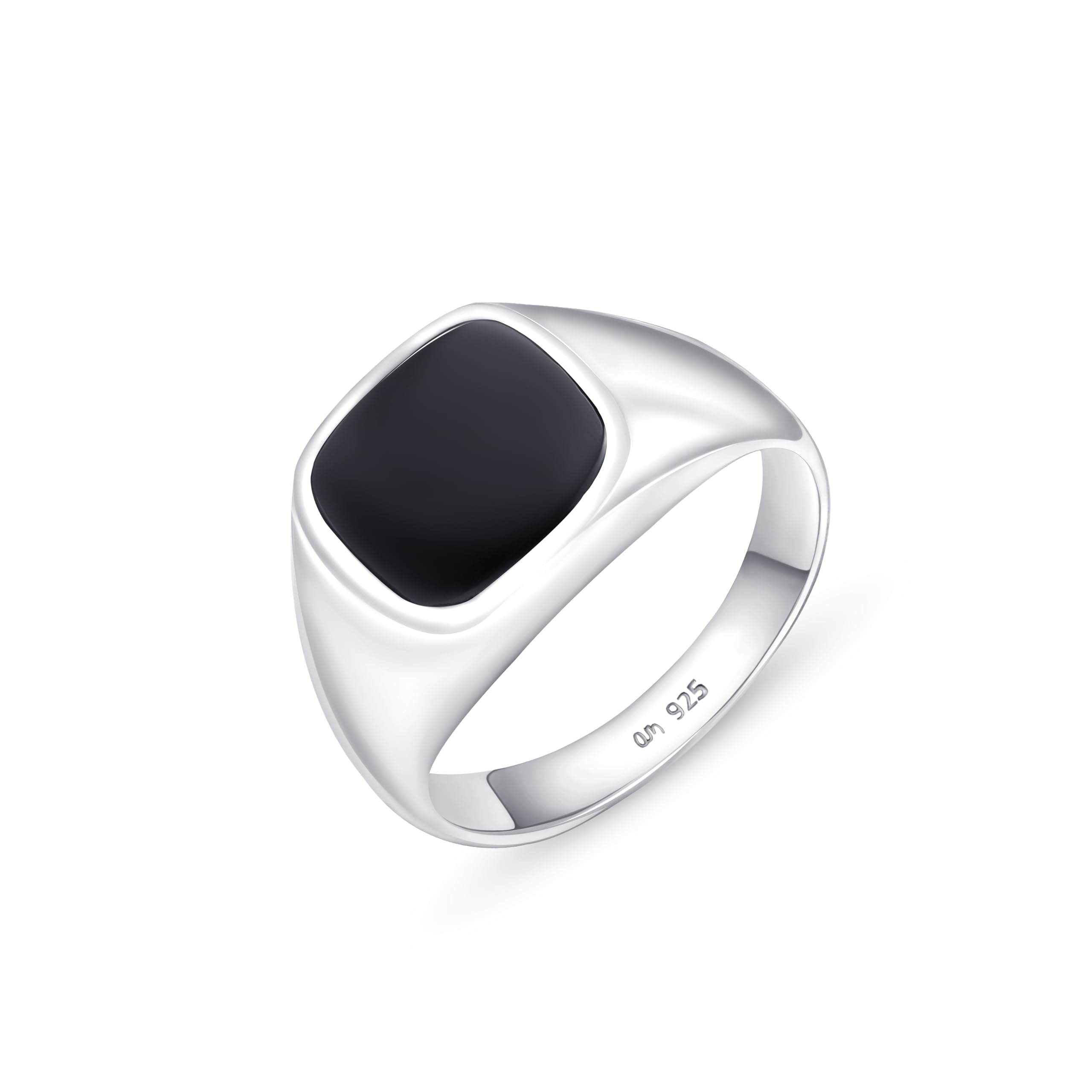 Amberta Solid 925 Sterling Silver Black Onyx Ring for Men | Signet