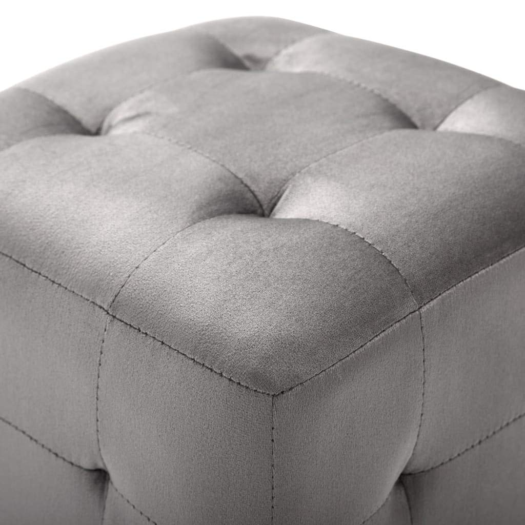SKM Pouf Salon, 2 pcs Poufs Meuble Carré Gris 30 x 30 x 30 cm Tissu Velours pour Salon Chambre Librairie