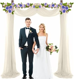 7 m Cenefa de Boda Cortinas, Panel Cortina para Arco de Boda, decoración Tul, Adecuado para Fiestas, escenarios, Ceremonias de Arco de Boda (Blanco lechoso)