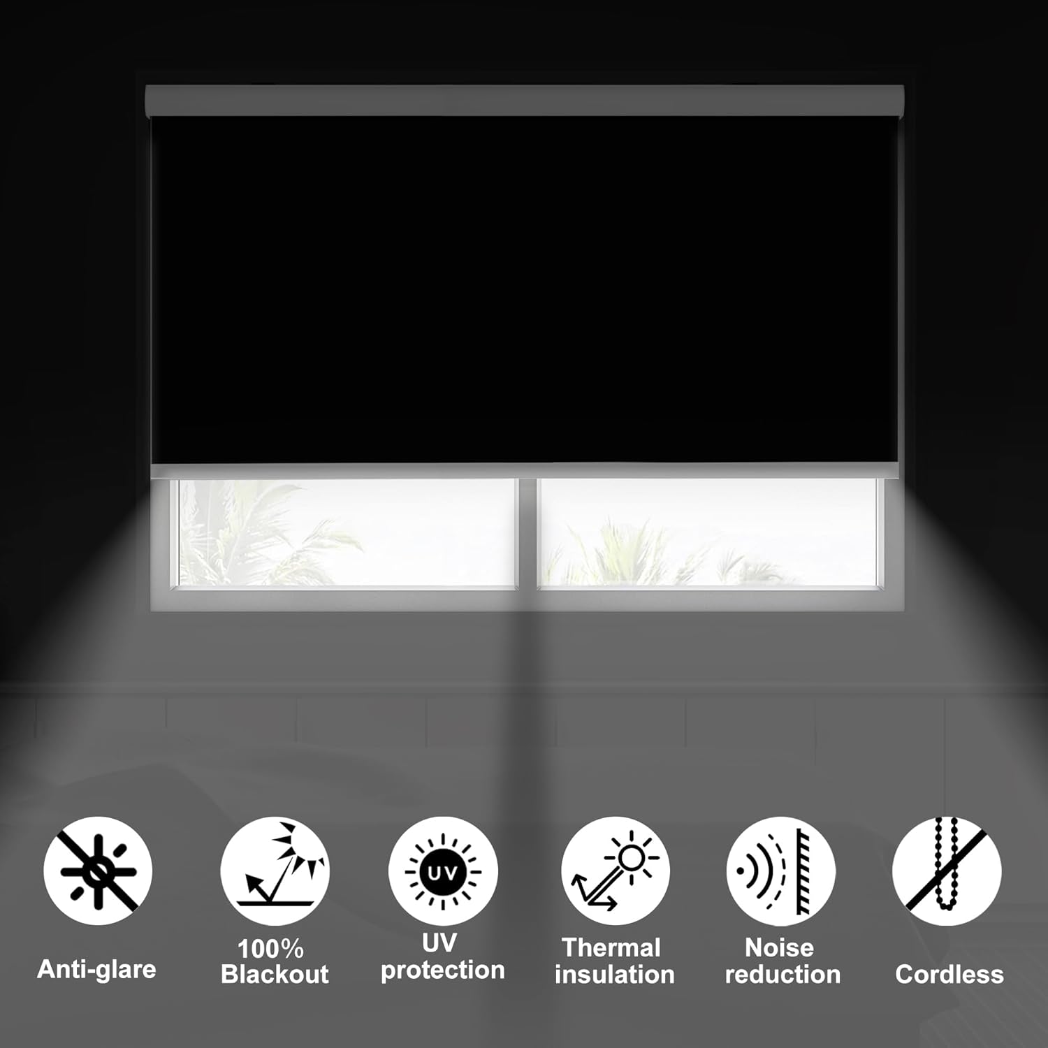 Blackout Roller Shade for Windows Cordless Room Darkening Roller Blinds with Cassette Valance Black Out Window Shades for Home Office Living Room Bedroom Light Brown,54" W x 36" H