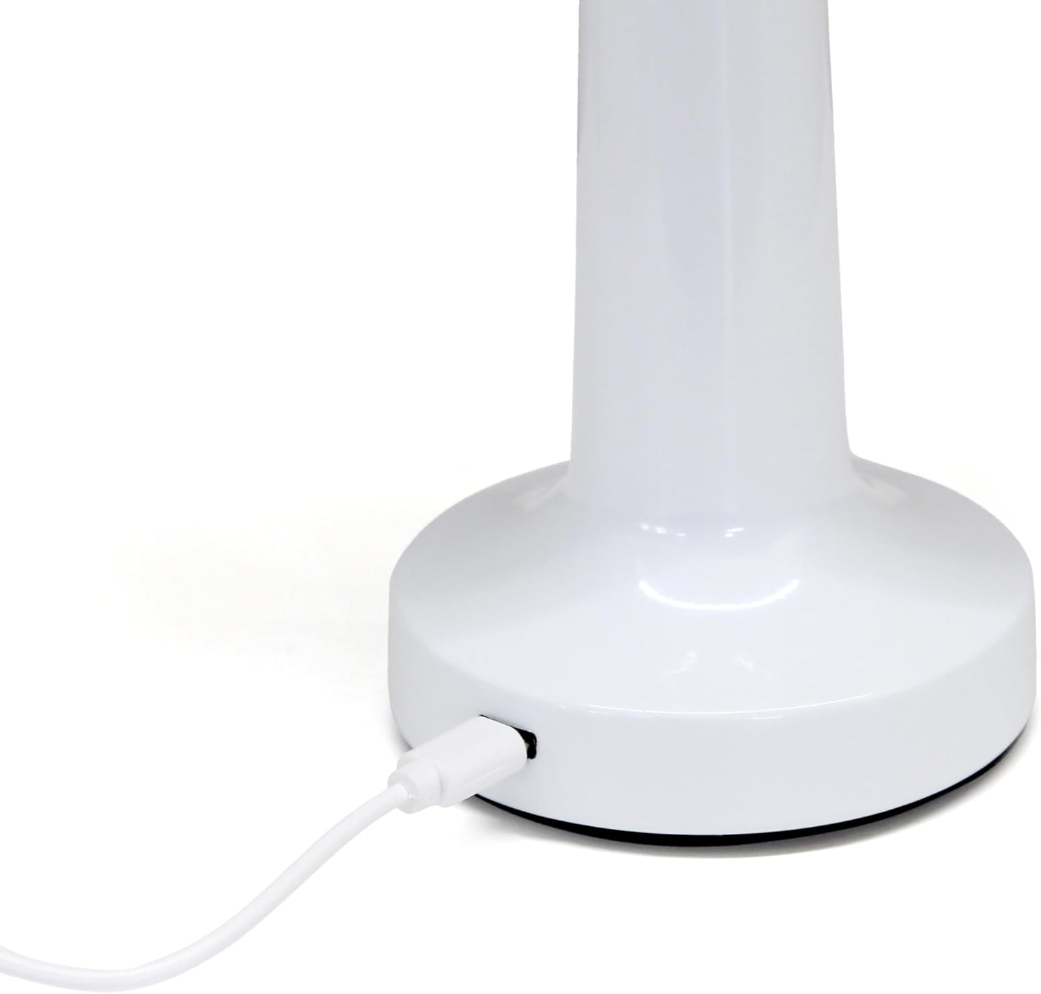 Simple Designs LD1082-WHT 8.5" Mushroom Magic Dimming & Rechargeable Cordless 4-Way Touch Sensor Saucer Desk Lamp, White