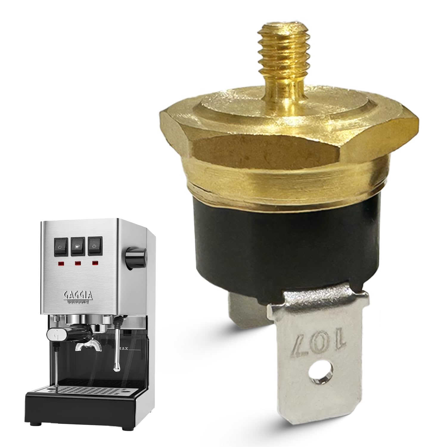 OEM Style Gaggio Thermostat Replacement Thread M4 107°C by Sungaze Coffee - Maintain Perfect Brewing Temperature - Authentic OEM Classic Pro, Baby, Evolution, Espresso - Simple Installation | Brew