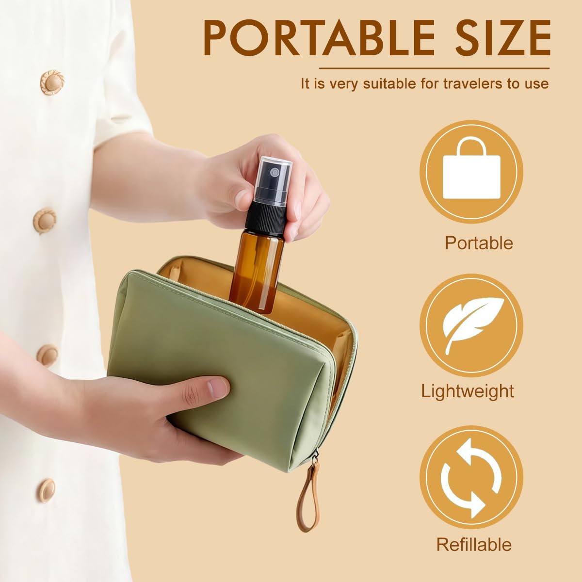 12 bottiglie in vetro ambrato vuote, rotonde, con atomizzatore trasparente, perfette per oli essenziali, aromaterapia e altri prodotti cosmetici (15 ml)
