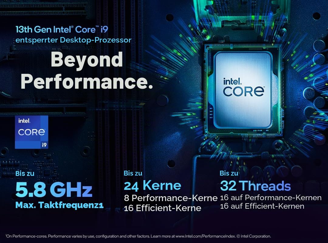 Intel Core i9-13900K Desktop-Prozessor, 24 Kerne (8 P-Kerne und 16 E-Kerne) 36 M Cache, bis zu 5,8 GHz