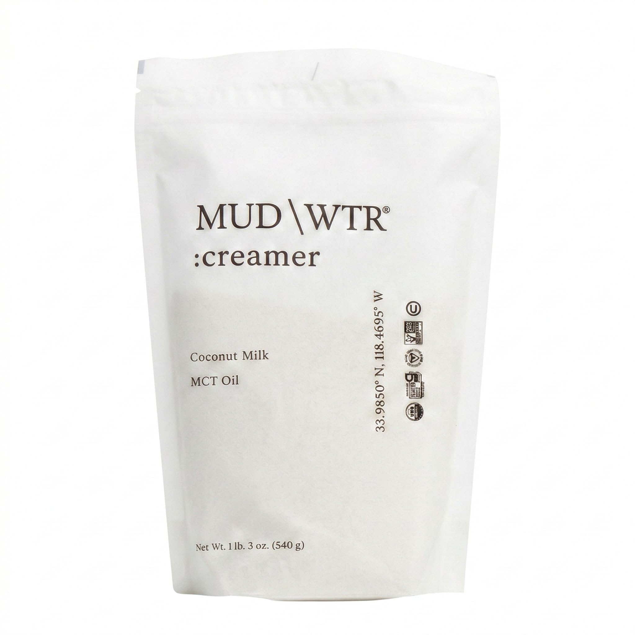 MUDWTR Plant-Based Coconut Creamer Powder | MCT Oil & Non-Dairy Coffee Creamer Powder for MUDWTR, Tea, Regular or Mushroom Coffee | USDA Organic, Kosher, Non-GMO, Gluten & Sugar Free | 30 servings