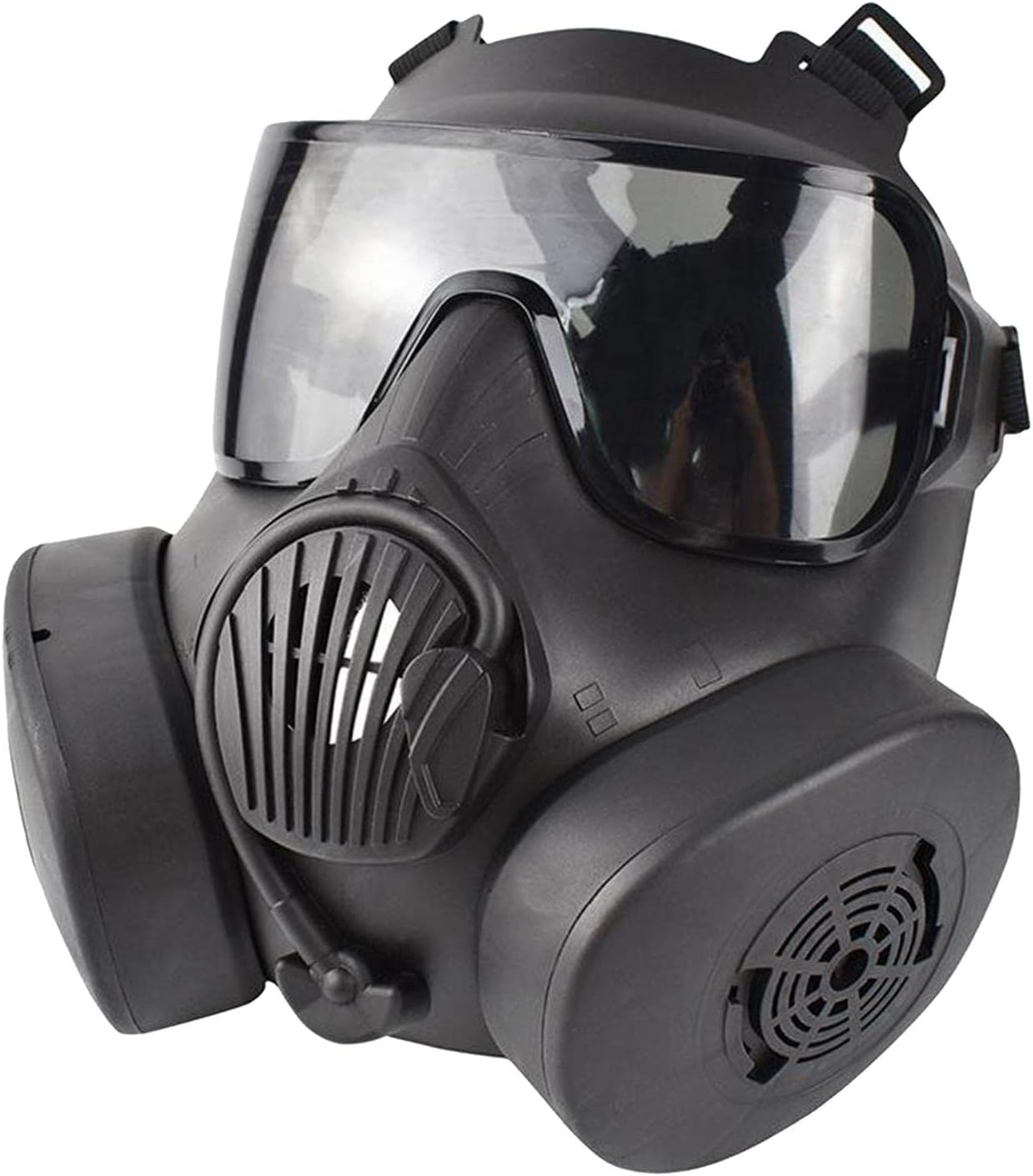 Full Face Airsoft Mask, Black/Gray Lens, 23x18cm (9.1x7.1 inch) - Tactical Paintball Protective Gear with Adjustable Strap