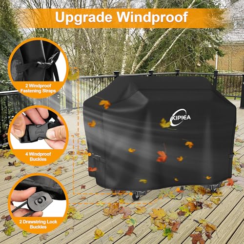 Image of Kipiea 600D Heavy Duty Pellet Grill Cover for Camp Chef Woodwind Pro 36 & Woodwind 36, Waterproof Wood Pellet Smoker Cover with Windproof Buckles, UV Resistant, No Tear, No Fading