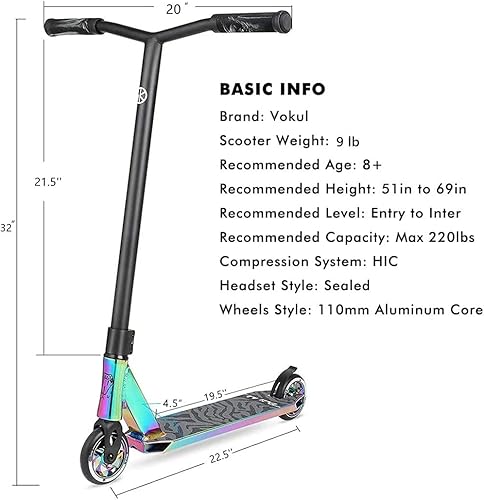 Miniatura 5 de VOKUL K1 Pro Scooters Patinete de Acrobacias Patinete de Trucos para Niños Intermedios y Principiantes Patinete de Estilo Libre para Niños de 8 Años