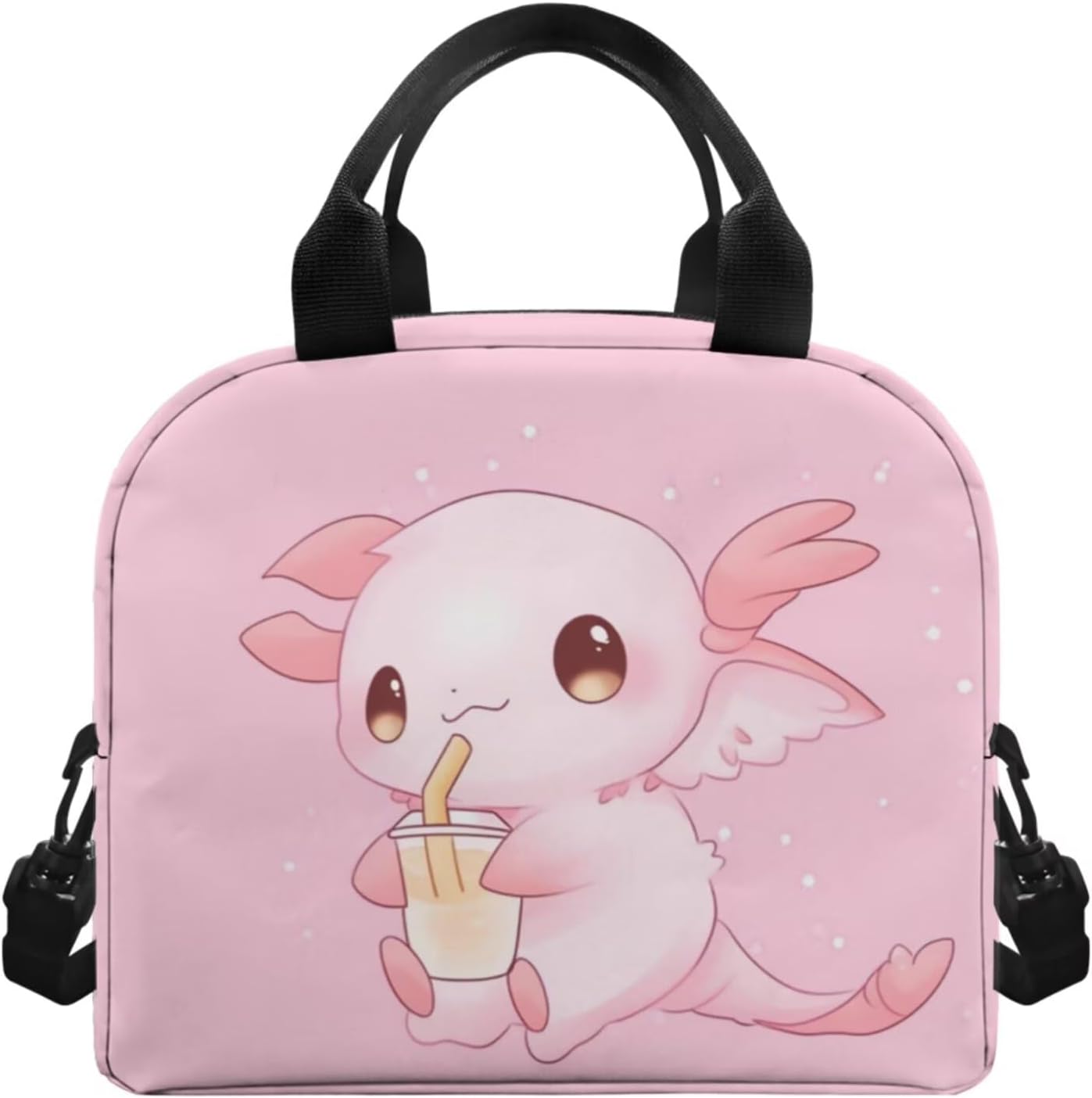 Flashideas Cute Axolotl Backpack School Set 4Pcs Insulated Water Bottle 18oz Water Bottle Portable Lunch Bag Water Bottle Holder with Strap Girls Backpacks Ages 6-18 Sports Bookbag Back Pack