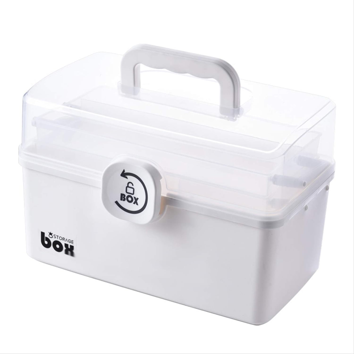 12x6.4x6.4Inch Lockable Medication Box Portable Durability Organizer Large Medicine Lock Box with Compartments Childproof Prescription Storage with Lock 3 Layer Portable First Aid Kit