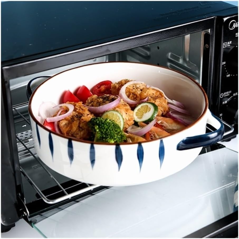 Casserole Dish European-style Ceramic Cheese Gratin Dish for Home Use, Creative Wide Noodle Baking Tray for Oven