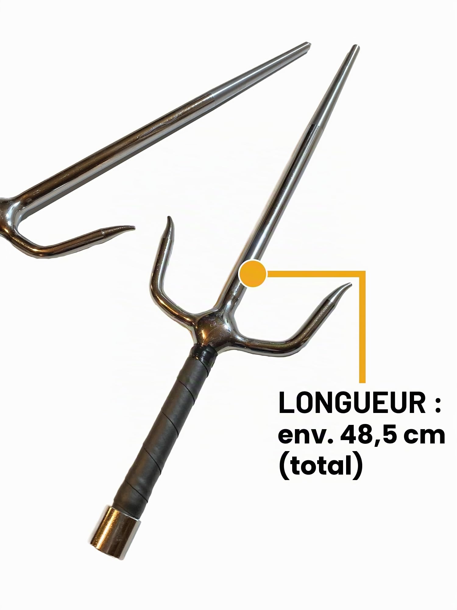 Paire de fourchettes Sai chromées - Argenté - 48,5 cm - Poignée enroulée - Forme ronde