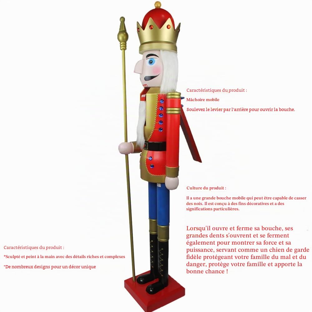 Figurine géante de Casse-Noisette en Bois 150cm King Red K01.