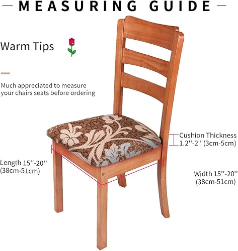 Miniatura 4 de Gute - Fundas de asiento para silla con amarras elásticas y botones, desmontables, lavables, protectores de silla tapizada para el comedor, fundas